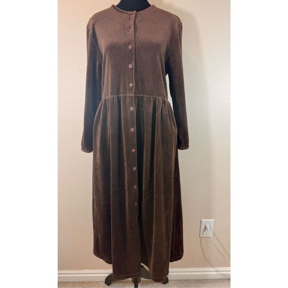 Vintage Eddie Bauer Brown Long Sleeve Dress with Pockets Small/Petite Women's - Picture 1 of 9